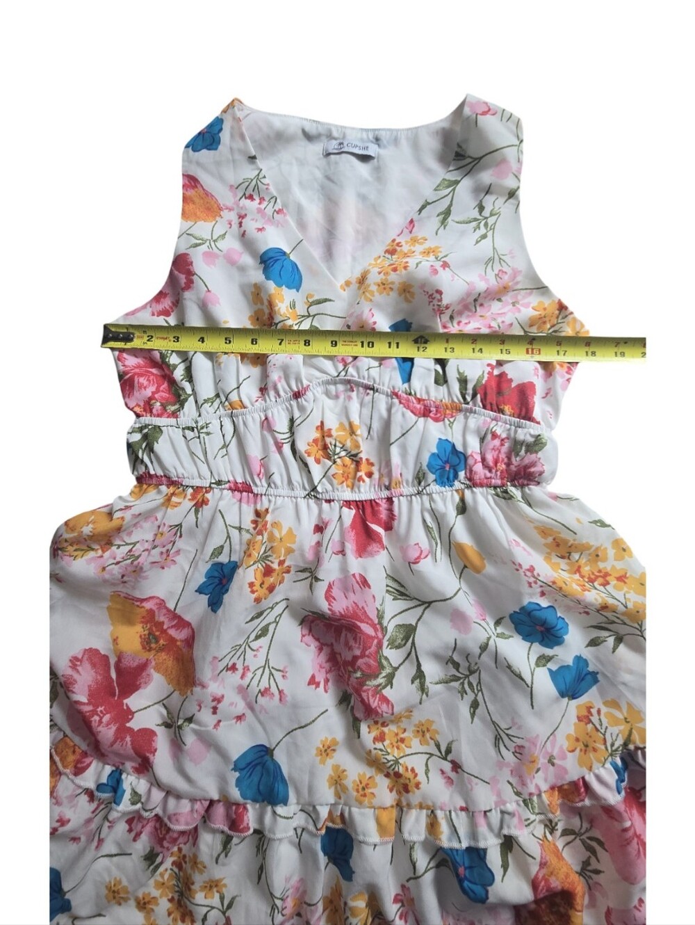 Cupshe Floral Tiered Ruffle Sleevess Dress Vneck Coastal Cowgirl Festival Size L - Picture 9 of 9